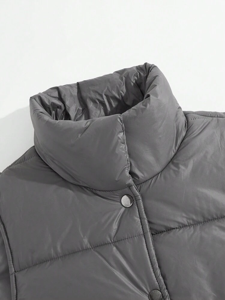 Slant Pockets Vest Padded Padded Coat Clothes Winter