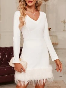 SHEIN Clasi Fuzzy Hem Bodycon Dress