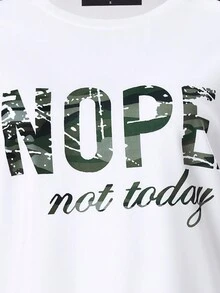 加大號字母圖形對比側縫tee和短褲 - 軍綠色 - 查看 4