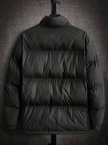GENTILAND Loose Men Zip Up Padded Puffer Jacket Without Sweater - Black - View 2