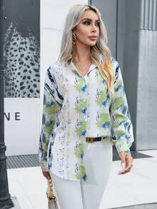 Aveloria Allover Print Drop Shoulder Shirt - Multicolor - View 4