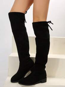 Women's Chunky Heel Round Toe Fashion Over-The-Knee Long Boots, Fashionable And Comfortable, Classic And Versatile, Suitable For Outdoor - Black - View 5