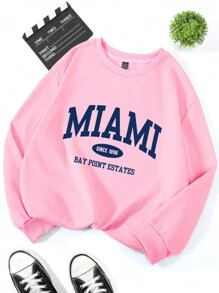 SHEIN EZwear Áo nỉ lót nhiệt họa tiết Plus Letter - Hồng - Xem 1