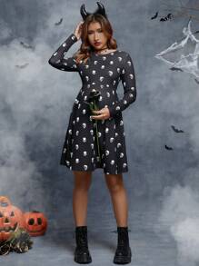 SHEIN 孕婦萬聖印花洋裝 - 黑色 - 查看 2