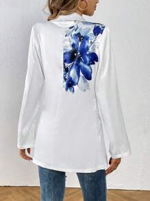 SHEIN Clasi 印花西裝領西裝外套 - 白色 - 查看 2