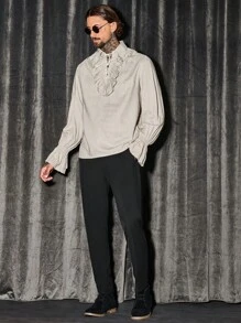 Manfinity NiteLyfe Men Slant Pocket Solid Suit Pants - Black - View 6