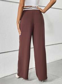 SHEIN Essnce Pantalones de pierna ancha de rayas cintura - Multicolor - Ver 2
