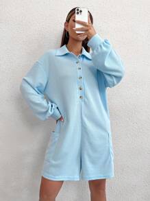 Lunelith SHEIN Lunessa Tutina con mezzo bottone spalle cadenti