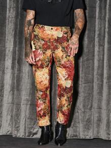 Manfinity VCAY Men Floral Print Suit Pants - Multicolor - View 6