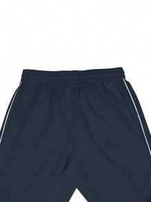 Manfinity Hypemode 男士對比拼接束腰寬鬆褲子 - 藍色 - 查看 3