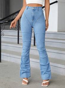 SHEIN Essnce Jeans de pierna amplia - Lavado ligero - Ver 2