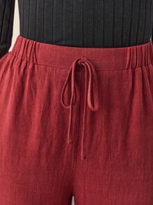 SHEIN Tall 素色腰上打結長褲