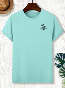 Manfinity RSRT Hombres Camiseta con estampado tropical - verde menta - Ver 3
