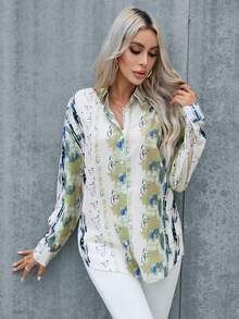 Aveloria Allover Print Drop Shoulder Shirt - Multicolor - View 5