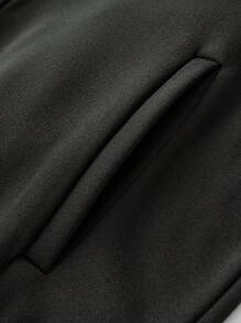 ROMWE MEN Grunge Punk Men Eagle & Slogan Graphic Zip Up Thermal Lined Hoodie - Black - View 3