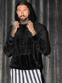 GENTILAND Nam Chất rắn Túi kangaroo Thả vai Nhung Áo nỉ - màu đen - Xem 1