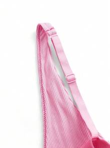 Ocili Leisure Lightweight & Comfy Rib Long Triangle Cup Bralette - Pink - Baby Pink - View 7