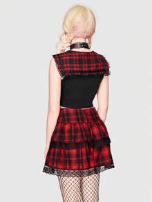 ROMWE J-Fashion In kẻ sọc Nơ mặt trước Áo ba lỗ - màu đen - Xem 5