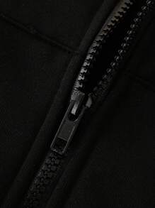 Tween Boy Spider Web Print Zip Up Sweatshirt - Black - View 7