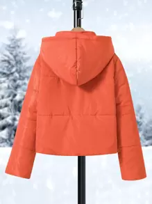 SHEIN Tween Girl 1 件落肩连帽棉服外套