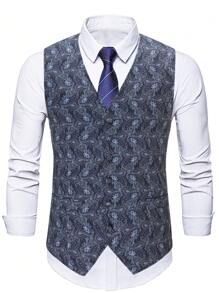 Manfinity Mode Men Plus 1pc Paisley Print Waistcoat - Multicolor - View 6