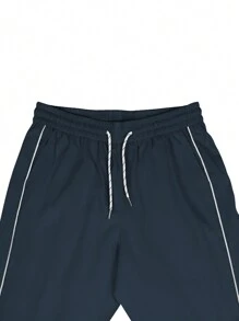 Manfinity Hypemode 男士對比拼接束腰寬鬆褲子 - 藍色 - 查看 6