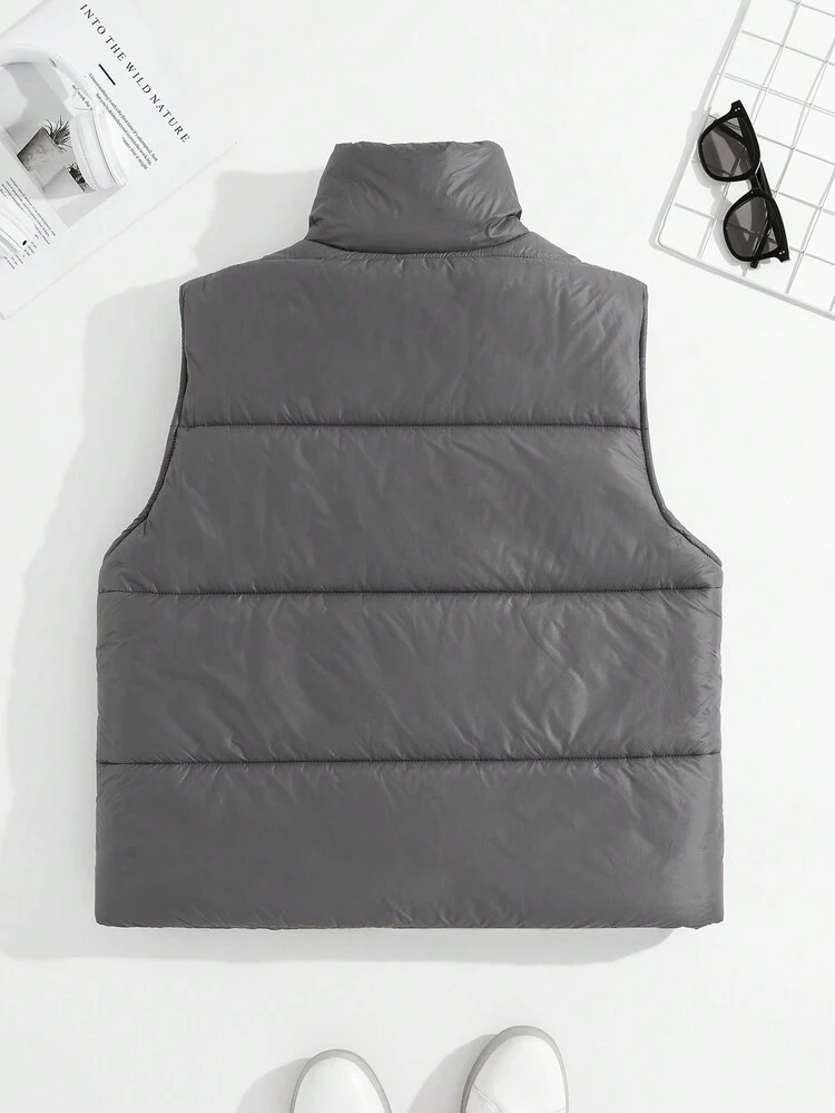 Slant Pockets Vest Padded Padded Coat Clothes Winter