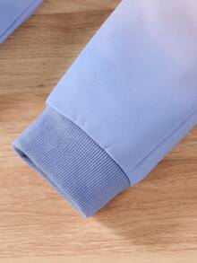 SHEIN 女小童字母圖案漸層連帽衫和運動褲 - 彩色 - 查看 3