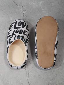 男士彈性和耐用輕便黑色&白色字母圖案家居拖鞋,合適的適用於家庭和臥室使用 - 彩色 - 查看 2