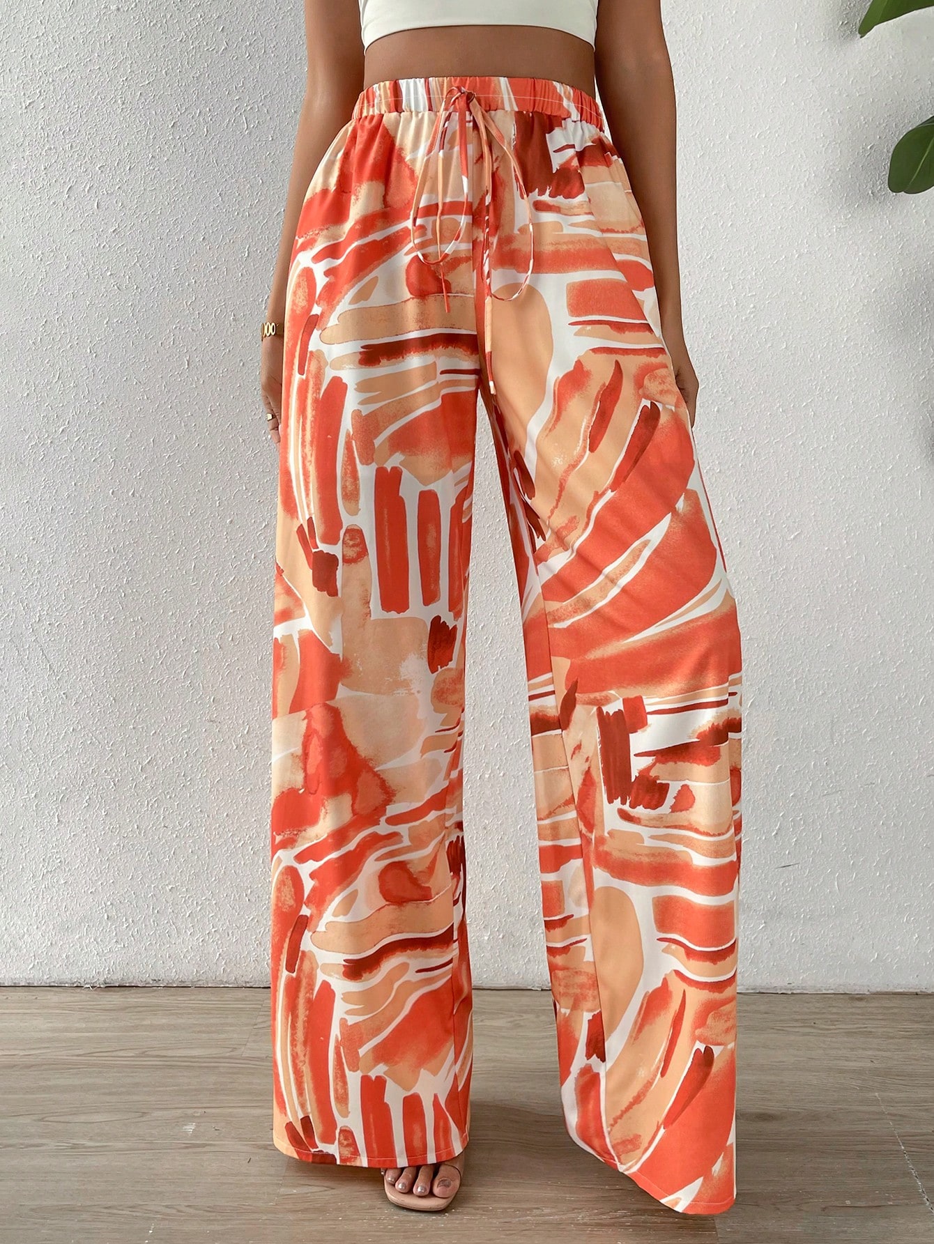 Allover Print Wide Leg Pants