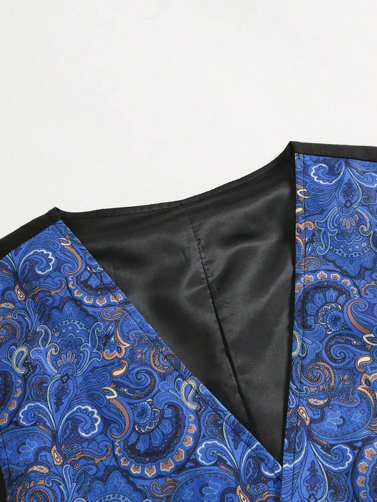 Men Plus 1pc Allover Print Waistcoat Without Shirt