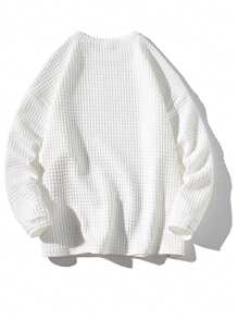 Manfinity Hypemode 男士字母拼貼落肩超大 T 卹 - 白色 - 查看 2