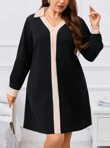 SHEIN Clasi Plus Contrast Trim Tunic Dress