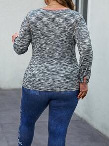 SHEIN LUNE 大碼段染半鈕扣T恤 - 彩色 - 查看 5