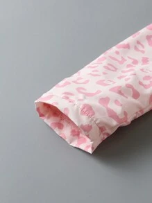 SHEIN 女大童豹紋印花毛茸邊連帽加絨內裏外套無毛衣 - 粉色 - 查看 7