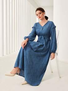 Seusyu Rochie cu mânecă lanternă - Albastru - Vizualizare 5