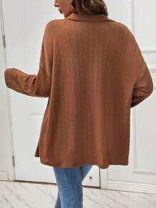 SHEIN LUNE Abrigo de hombros caídos con diseño de solapa con botón delantero - Café integral - Ver 2