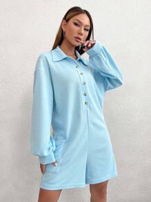 Lunelith SHEIN Lunessa Tutina con mezzo bottone spalle cadenti