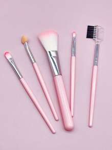 5pcs Makeup Brush Set For Women Makeup Use - Pink - View 2