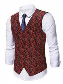 Manfinity Mode Men Plus 1pc Paisley Print Waistcoat - Multicolor - View 1