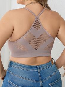 Plus Hollow Out Bralette - Mocha Brown - View 2