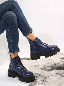 2023 Fashionable Women's Thick Platform High Heel Ankle Boots For Any Outfit - Blue - View 4