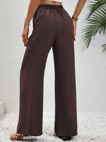 SHEIN LUNE Knot Waist Wide Leg Pants Fall Cloth For Women