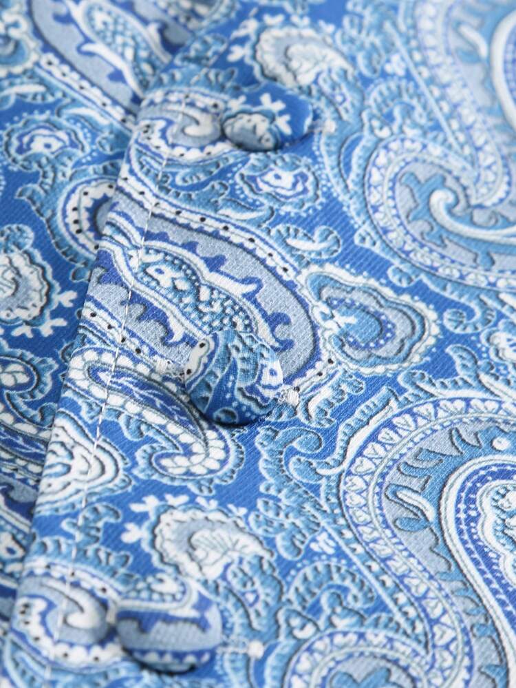 Men Plus Paisley Print Waistcoat Without Shirt
