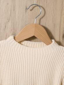 SHEIN 女嬰燈籠袖毛衣洋裝 - 杏色 - 查看 3