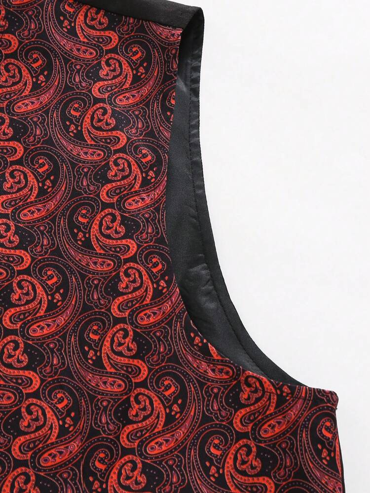Men Plus 1pc Paisley Print Waistcoat
