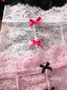 3入組花卉蕾絲蝴蝶結裝飾內褲 - 彩色 - 查看 5