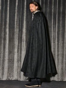 GENTILAND Men Floral Jacquard Chain Detail Cape - Black - View 2