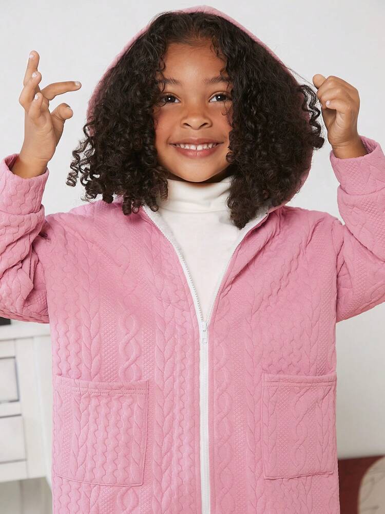 Young Girl Dual Pocket Drop Shoulder Teddy Lined Coat