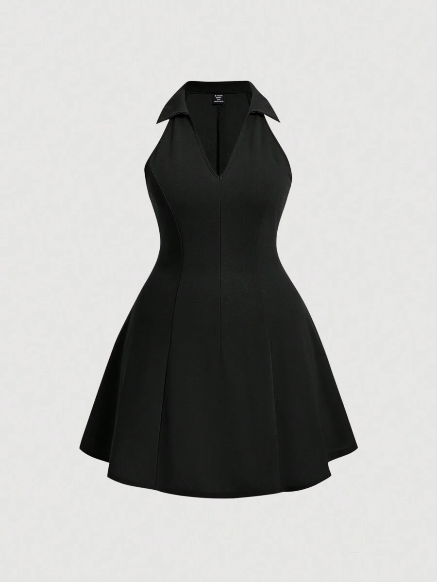 SHEIN MOD Plus Solid Sleeveless Dress,Graduation Dress,Birthday Dresses For Women - Black - View 1